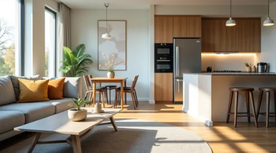 Appartement lumineux meublé avec espace de vie moderne prêt pour un long séjour
